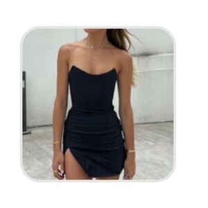 White Fox Boutique black mini corset dress - medium